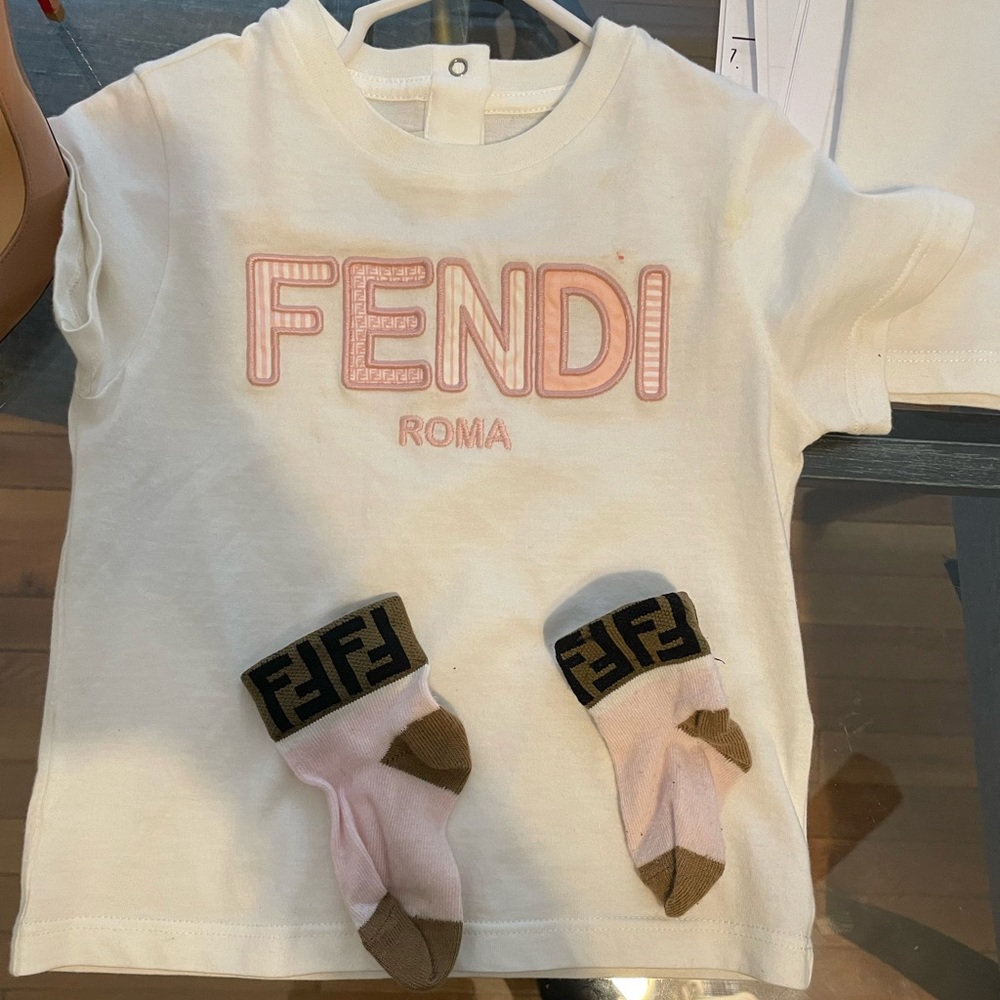 Fendi Paris Baby Logo tee with matching socks